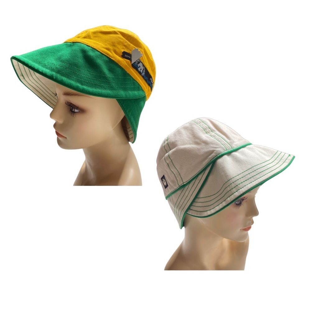 Goorin Lemonade Reversible Tennis Bucket Hat Ivory Green Gold Sz S